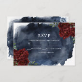 Romantische Rote Rose- und Wasserfarbenhochzeit RSVP Karte (Vorne/Hinten)