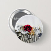 Romantische rote Rose und Weiß Button (Vorne & Hinten)