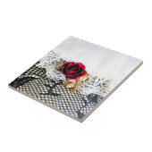 Romantische rote Rose und Weiß Fliese (Seite)