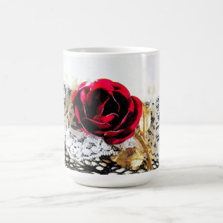 Romantische rote Rose und Weiß Kaffeetasse