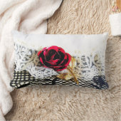 Romantische rote Rose und Weiß Lendenkissen (Decke)