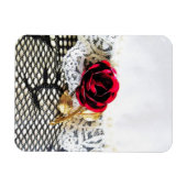 Romantische rote Rose und Weiß Magnet (Horizontal)
