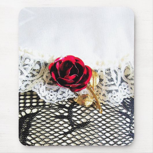 Romantische rote Rose und Weiß Mousepad (Vorne)