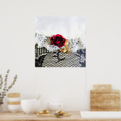 Romantische rote Rose und Weiß Poster (Küche)