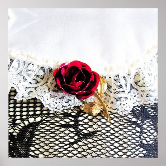Romantische rote Rose und Weiß Poster (Vorne)