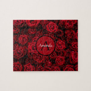 Romantische rote Rose Valentine personalisierte Mo Puzzle