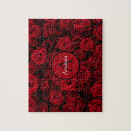Romantische rote Rose Valentine personalisierte Mo Puzzle