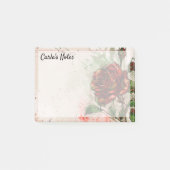Romantische Rote Rose, Wasserfarbe 4" x 3" Post-it Klebezettel (Vorderseite)