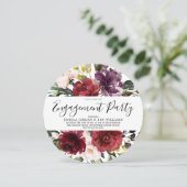 Romantische Rote Rose Watercolor Engagement Party Einladung (Stehend Vorderseite)