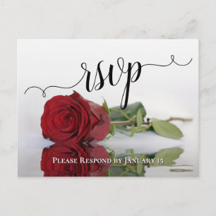 Romantische Rote Rose Wedding RSVP Postkarte