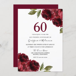 Romantische Rote Rosen 60. Hochzeitstag Einladung