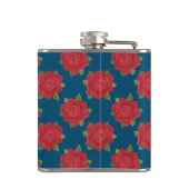 Romantische Rote Rosen auf Blue Custom Hip Flask Flachmann (Rückseite)