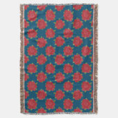 Romantische Rote Rosen auf dem Blue Custom Throw B Decke (Vorderseite Vertikal)