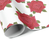 Romantische Rote Rosen auf weißem Geschenkpapier (Rolleneckpunkt)