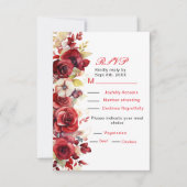 Romantische Rote Rosen Bloral Wedding RSVP Karte (Vorderseite)