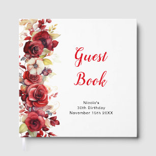 Romantische rote Rosen Blumen Geburtstagsfeier Gästebuch