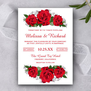 Romantische rote Rosen Blumen Hochzeitseinladung Einladung