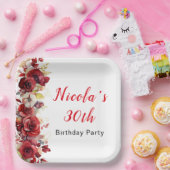 Romantische Rote Rosen Blumengeburt Pappteller (Party)