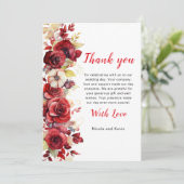 Romantische Rote Rosen Blumenhochzeit Dankeskarte (Stehend Vorderseite)