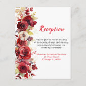 Romantische Rote Rosen Blumenhochzeit Empfang Begleitkarte (Vorderseite)