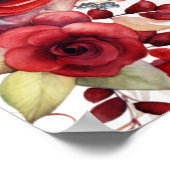 Romantische Rote Rosen Blumenhochzeit Poster (Ecke)