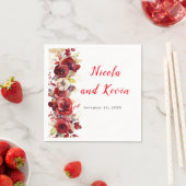 Romantische Rote Rosen Blumenhochzeit Serviette (Beispiel)