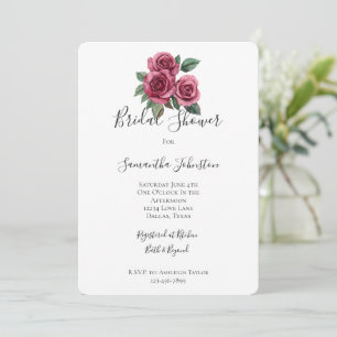 Romantische Rote Rosen Blumenkohl Brautparty Einladung