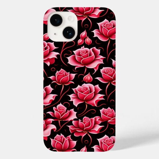 Romantische Rote Rosen Blumenmuster Case-Mate iPhone Hülle (Rückseite)
