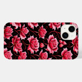 Romantische Rote Rosen Blumenmuster Case-Mate iPhone Hülle (Rückseite (Horizontal))