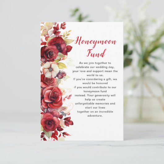 Romantische Rote Rosen Blumenzellenfond Begleitkarte (Stehend Vorderseite)