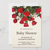Romantische Rote Rosen Bouquet Babydusche Einladung (Vorderseite)
