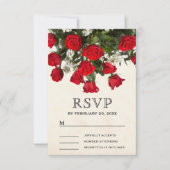 Romantische Rote Rosen Bouquet Wedding RSVP Karte (Vorderseite)