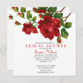 Romantische Rote Rosen Brautparty Einladung (Vorne/Hinten)