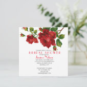 Romantische Rote Rosen Brautparty Einladung (Stehend Vorderseite)