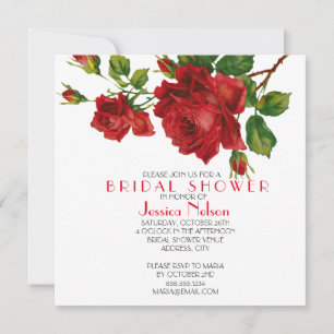 Romantische Rote Rosen Brautparty Einladung