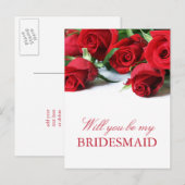 Romantische Rote Rosen Bridesmaid Postkarte (Vorne/Hinten)