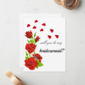 Romantische Rote Rosen Bridesmaid Vorschlag Note C Mitteilungskarte (Vorderseite/Rückseite Beispiel)