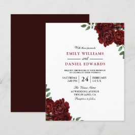 Romantische Rote Rosen Budget Hochzeitseinladung