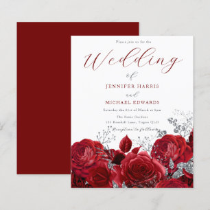 Romantische Rote Rosen Budget Hochzeitseinladung