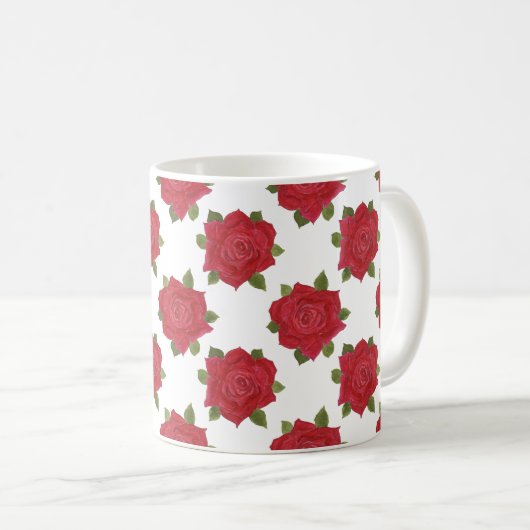 Romantische Rote Rosen Custom Coffee Tasse (VorderseiteRechts)