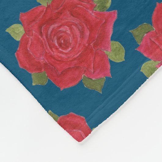 Romantische Rote Rosen Custom Fleece Blanket (Ecke)