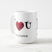 Romantische Rote Rosen des Blumenherzes Valentine Kaffeetasse (Vorderseite Links)