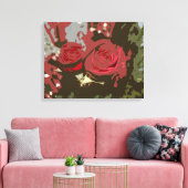 Romantische Rote Rosen Digitale Kunst überwundene  Leinwanddruck (Insitu (Wohnzimmer))