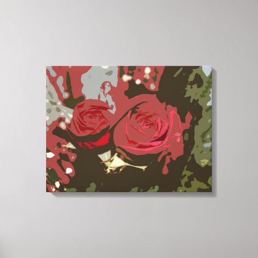 Romantische Rote Rosen Digitale Kunst überwundene  Leinwanddruck (Vorderseite)