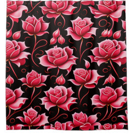 ROMANTISCHE ROTE ROSEN DUSCHVORHANG