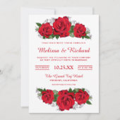 Romantische Rote Rosen Einladung zur Blumenhochzei (Vorderseite)
