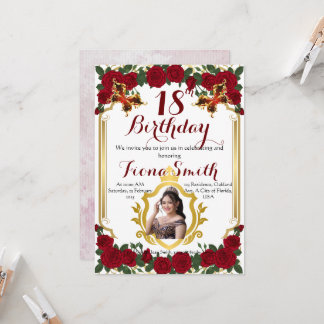 Romantische Rote Rosen Florenz Geburtstagskarte Einladung