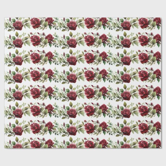 Romantische Rote Rosen Geschenkpapier (Flach)