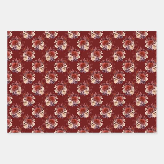 Romantische Rote Rosen Geschenkpapier Set (Vorderseite)