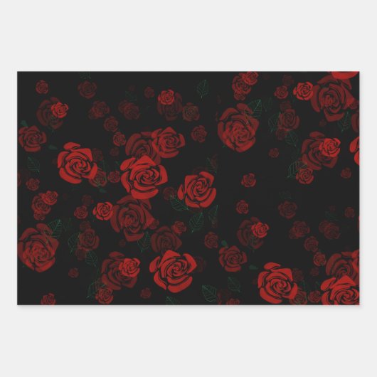 Romantische rote Rosen Geschenkpapier Set (Vorderseite 2)